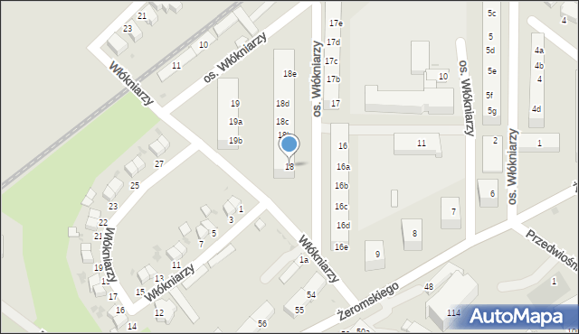 Bielawa, Osiedle Włókniarzy, 18, mapa Bielawa