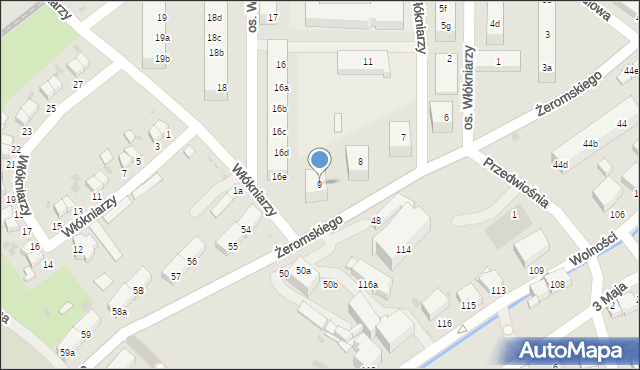 Bielawa, Osiedle Włókniarzy, 9, mapa Bielawa