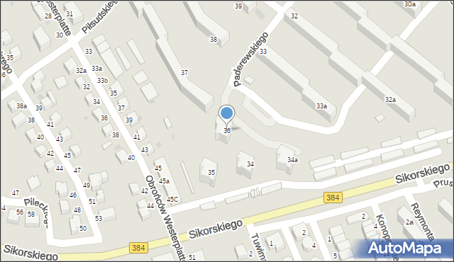 Bielawa, Osiedle XXV-lecia, 36, mapa Bielawa