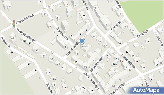 Bielsko-Biała, Osuchowskiego Antoniego, 7, mapa Bielsko-Białej