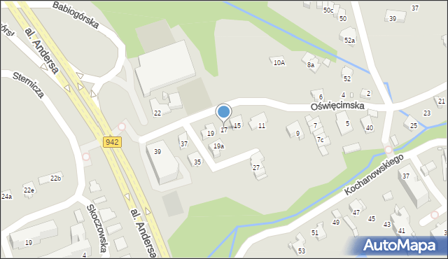 Bielsko-Biała, Oświęcimska, 17, mapa Bielsko-Białej