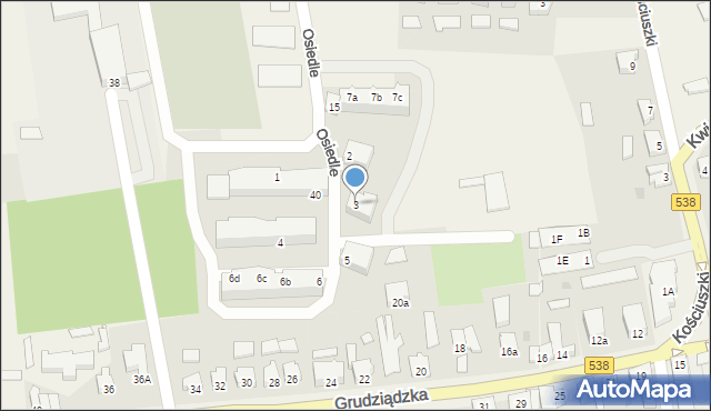 Biskupiec, Osiedle, 3, mapa Biskupiec
