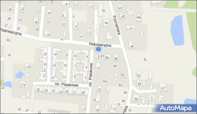 Borówiec, Osiedle Piaskowe, 1, mapa Borówiec
