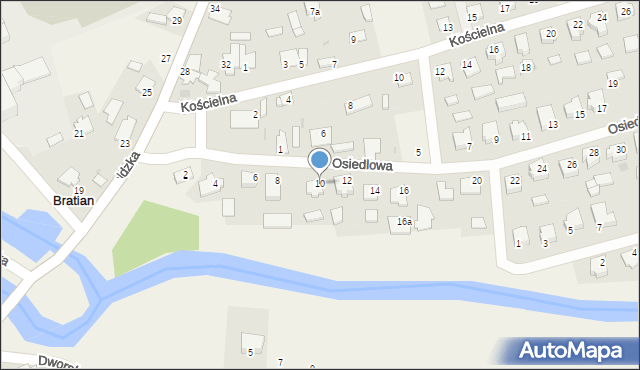 Bratian, Osiedlowa, 10, mapa Bratian
