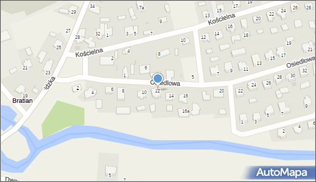 Bratian, Osiedlowa, 12, mapa Bratian