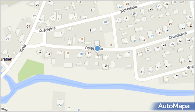Bratian, Osiedlowa, 14, mapa Bratian