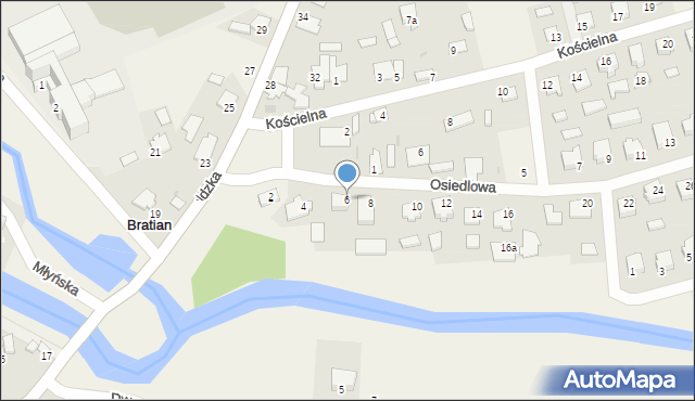 Bratian, Osiedlowa, 6, mapa Bratian
