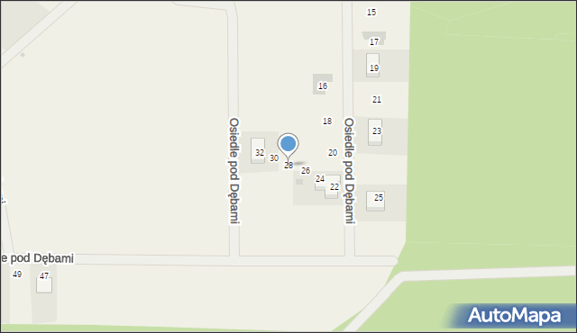 Brynek, Osiedle pod Dębami, 28, mapa Brynek