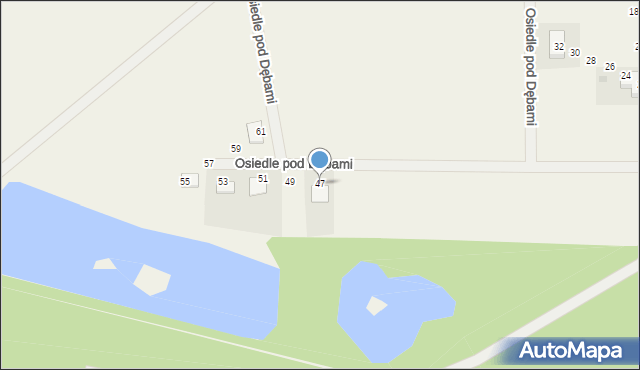 Brynek, Osiedle pod Dębami, 47, mapa Brynek