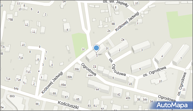 Brzesko, Osiedle Ogrodowa, 1, mapa Brzesko