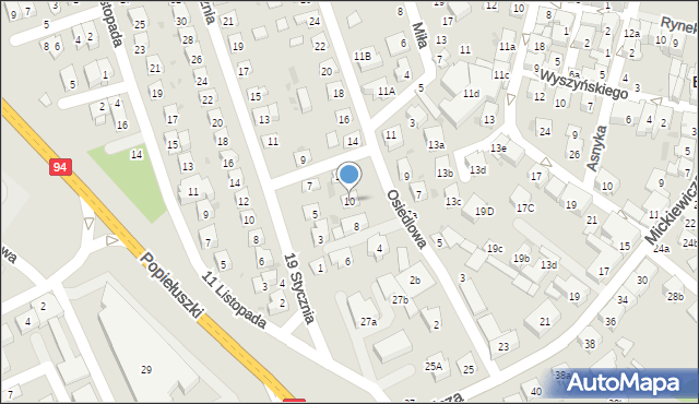 Brzesko, Osiedlowa, 10, mapa Brzesko