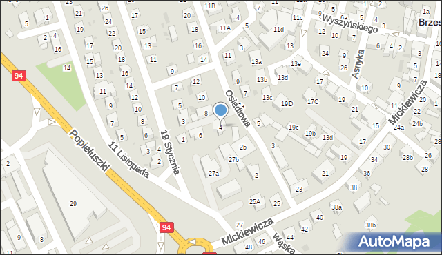 Brzesko, Osiedlowa, 4, mapa Brzesko