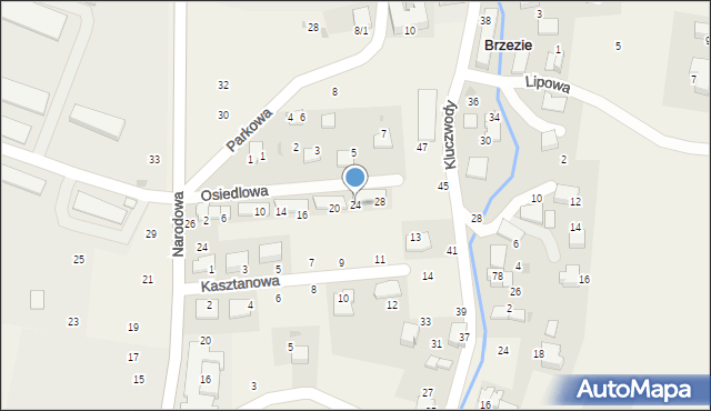 Brzezie, Osiedlowa, 24, mapa Brzezie