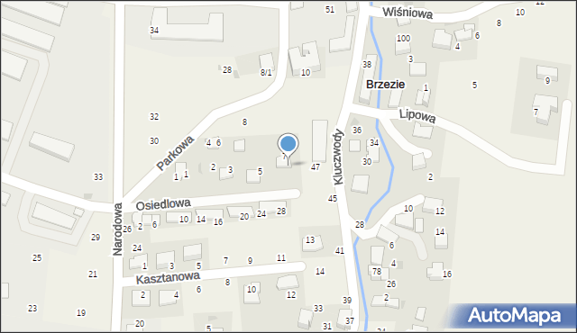 Brzezie, Osiedlowa, 9, mapa Brzezie