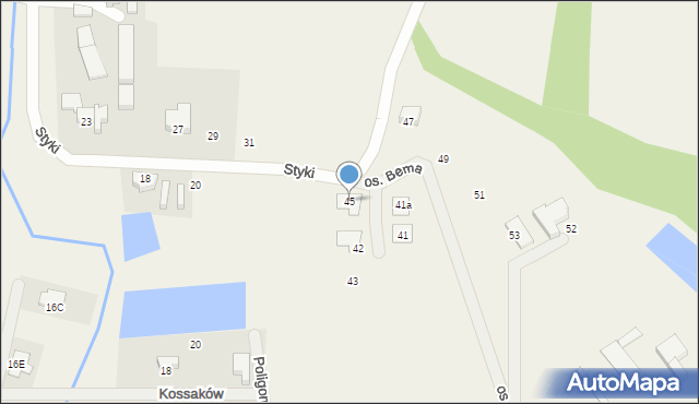 Brzezie k. Sulechowa, Osiedle Bema Józefa, gen., 45, mapa Brzezie k. Sulechowa