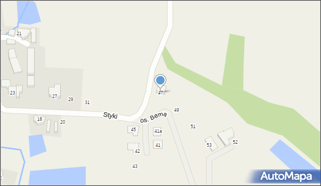 Brzezie k. Sulechowa, Osiedle Bema Józefa, gen., 47, mapa Brzezie k. Sulechowa