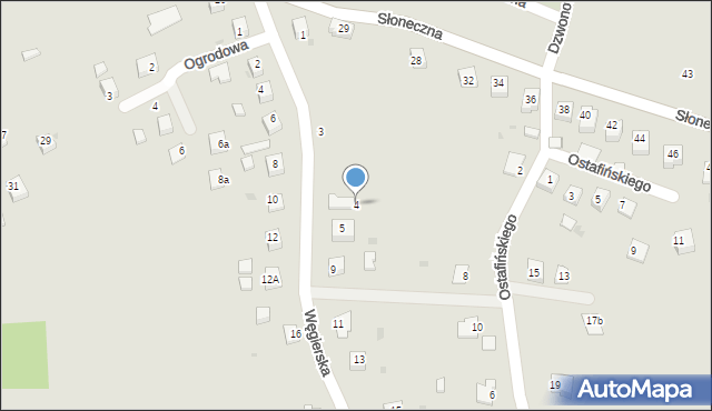 Brzostek, Ostafińskiego Kazimierza, ks., 4, mapa Brzostek