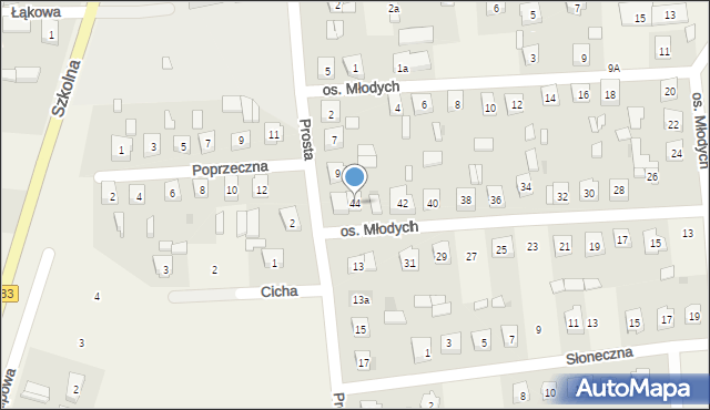 Buczek, Osiedle Młodych, 44, mapa Buczek