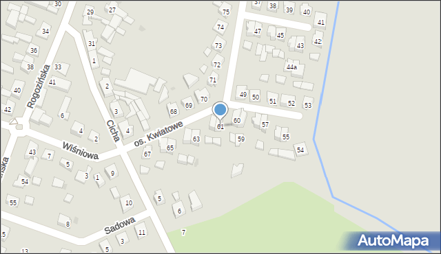 Budzyń, Osiedle Kwiatowe, 61, mapa Budzyń