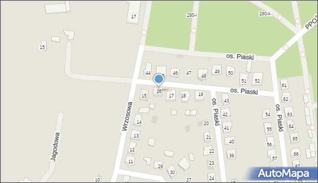 Budzyń, Osiedle Piaski, 16, mapa Budzyń