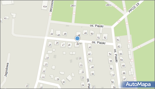 Budzyń, Osiedle Piaski, 19, mapa Budzyń