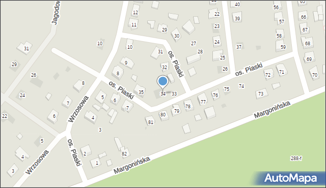 Budzyń, Osiedle Piaski, 34, mapa Budzyń