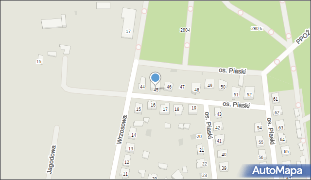 Budzyń, Osiedle Piaski, 45, mapa Budzyń