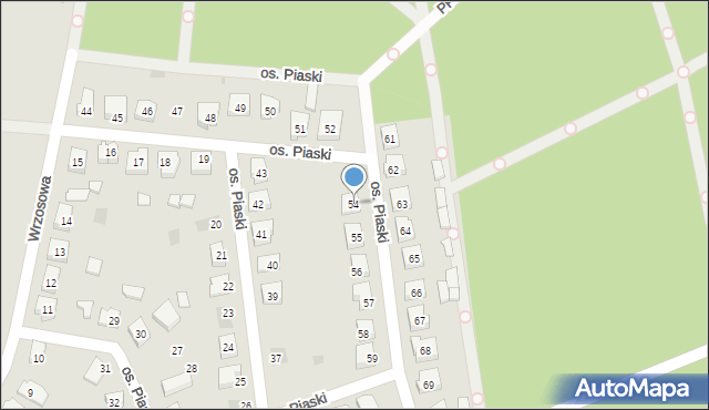 Budzyń, Osiedle Piaski, 54, mapa Budzyń