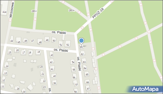 Budzyń, Osiedle Piaski, 61, mapa Budzyń