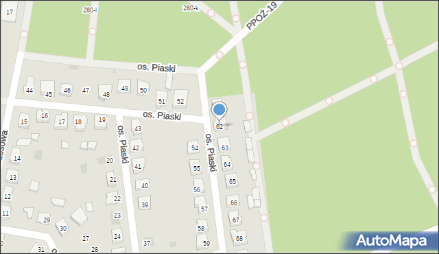 Budzyń, Osiedle Piaski, 62, mapa Budzyń
