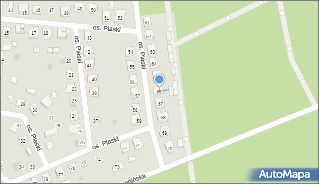 Budzyń, Osiedle Piaski, 66, mapa Budzyń