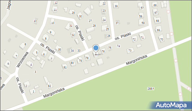 Budzyń, Osiedle Piaski, 77, mapa Budzyń