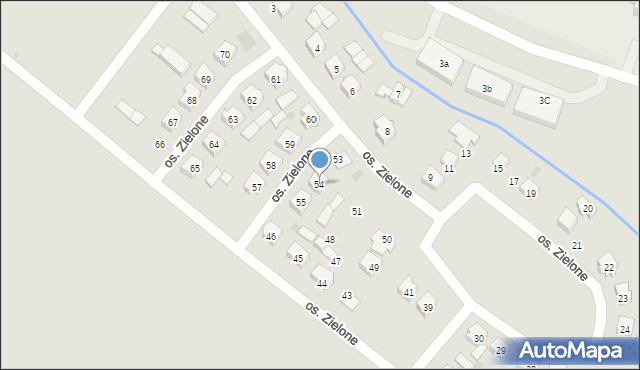 Budzyń, Osiedle Zielone, 54, mapa Budzyń