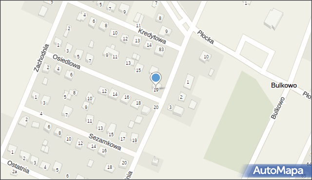 Bulkowo-Kolonia, Osiedlowa, 19, mapa Bulkowo-Kolonia