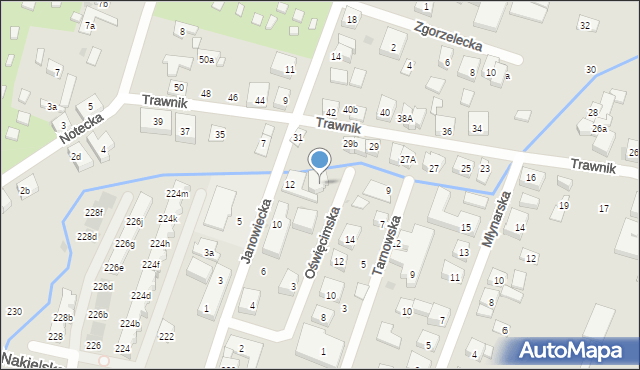 Bydgoszcz, Oświęcimska, 9, mapa Bydgoszczy