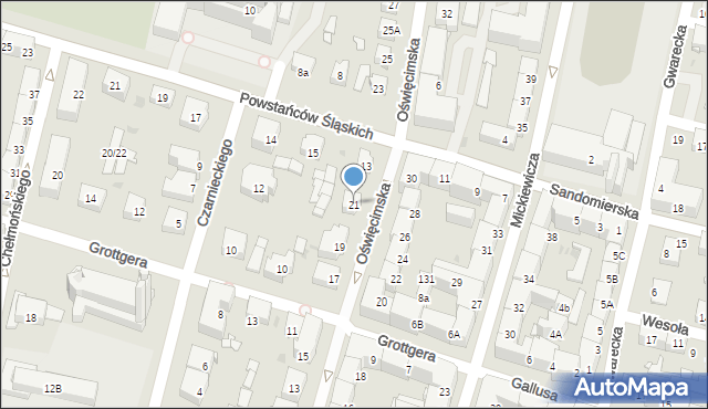 Bytom, Oświęcimska, 21, mapa Bytomia