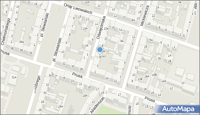 Bytom, Oświęcimska, 6, mapa Bytomia