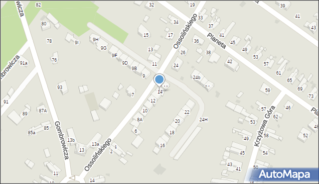 Bytom, Ossolińskiego Jerzego, 14, mapa Bytomia