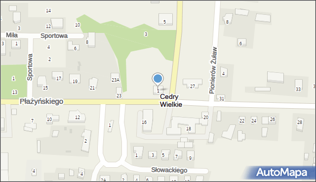 Cedry Wielkie, Osadników Wojskowych, 1, mapa Cedry Wielkie