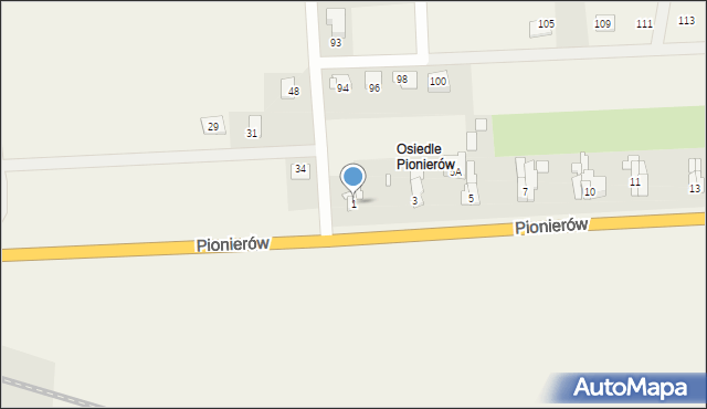 Charbielin, Osiedle Pionierów, 1, mapa Charbielin