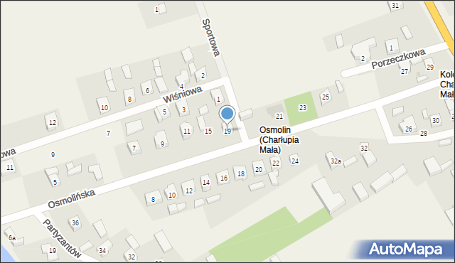 Charłupia Mała, Osmolińska, 19, mapa Charłupia Mała
