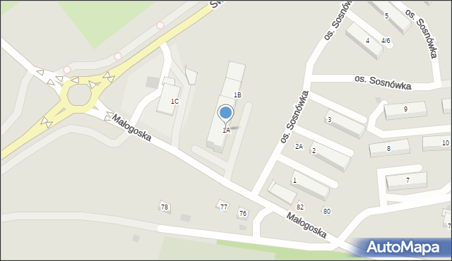 Chęciny, Osiedle Sosnówka, 1A, mapa Chęciny