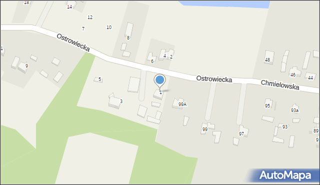 Chmielów, Ostrowiecka, 1, mapa Chmielów