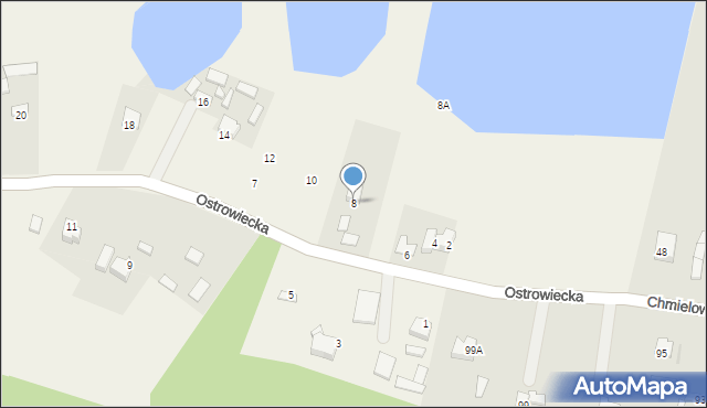 Chmielów, Ostrowiecka, 8, mapa Chmielów