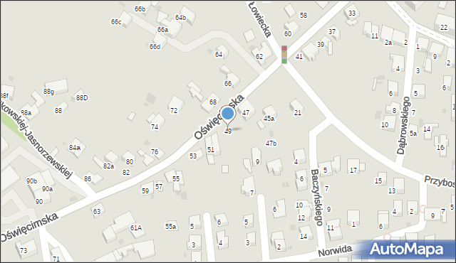 Chrzanów, Oświęcimska, 49, mapa Chrzanów