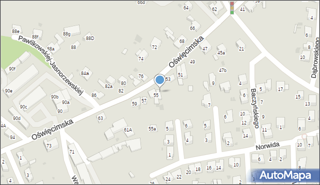 Chrzanów, Oświęcimska, 55B, mapa Chrzanów