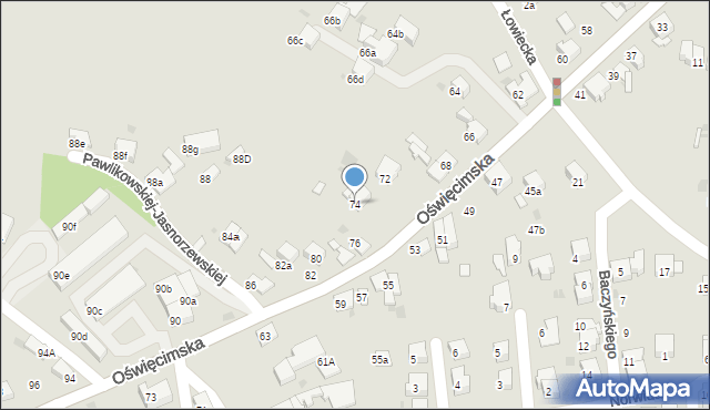 Chrzanów, Oświęcimska, 74, mapa Chrzanów