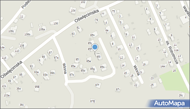 Chrzanów, Oświęcimska, 85j, mapa Chrzanów
