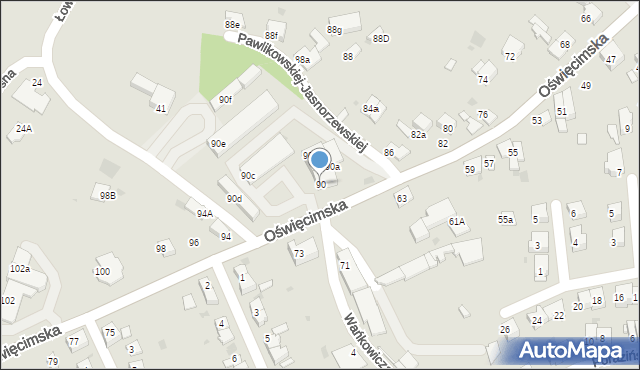 Chrzanów, Oświęcimska, 90, mapa Chrzanów