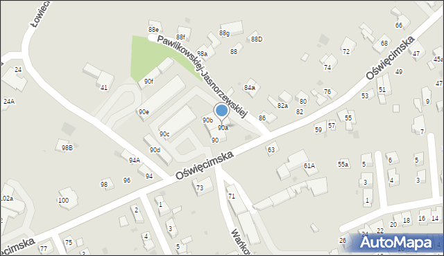 Chrzanów, Oświęcimska, 90a, mapa Chrzanów